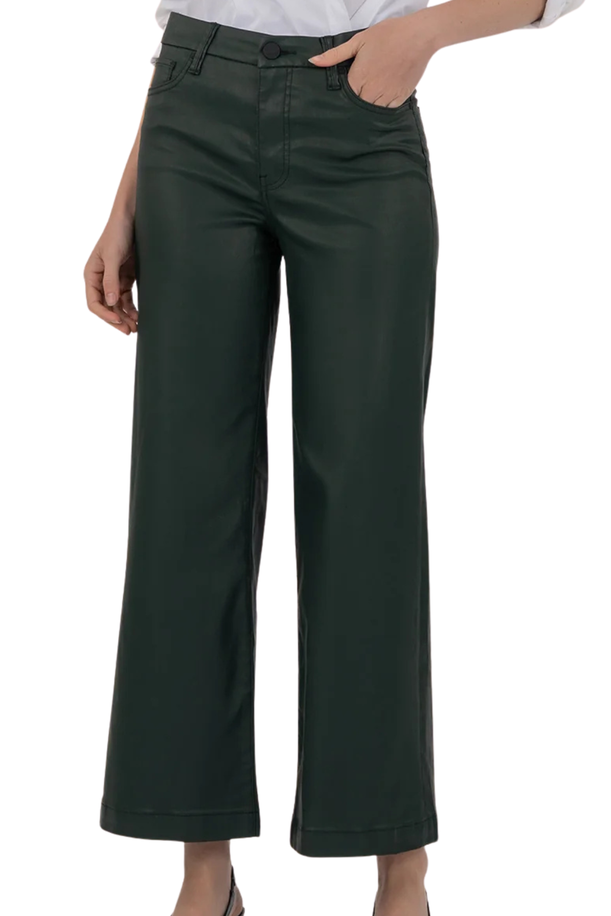 Kut Meg Coated High Rise Long Wide Leg