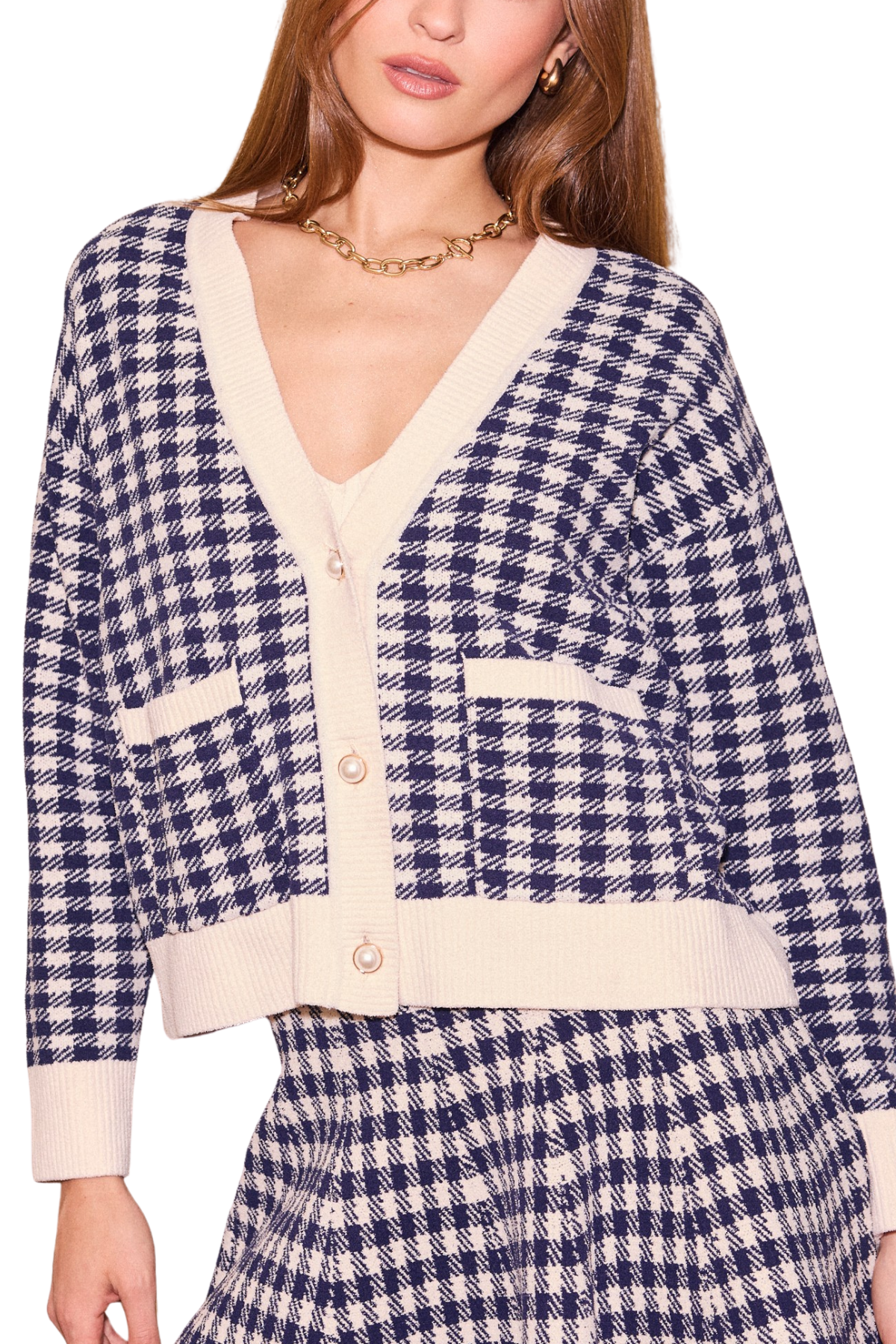 SRB Checkered Knit Cardigan