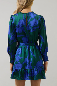 Busbee Floral Sevilla Satin Ruffle Dress