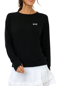 Embroidered Golf Lightweight Brushed Fleece Pullover Sweater