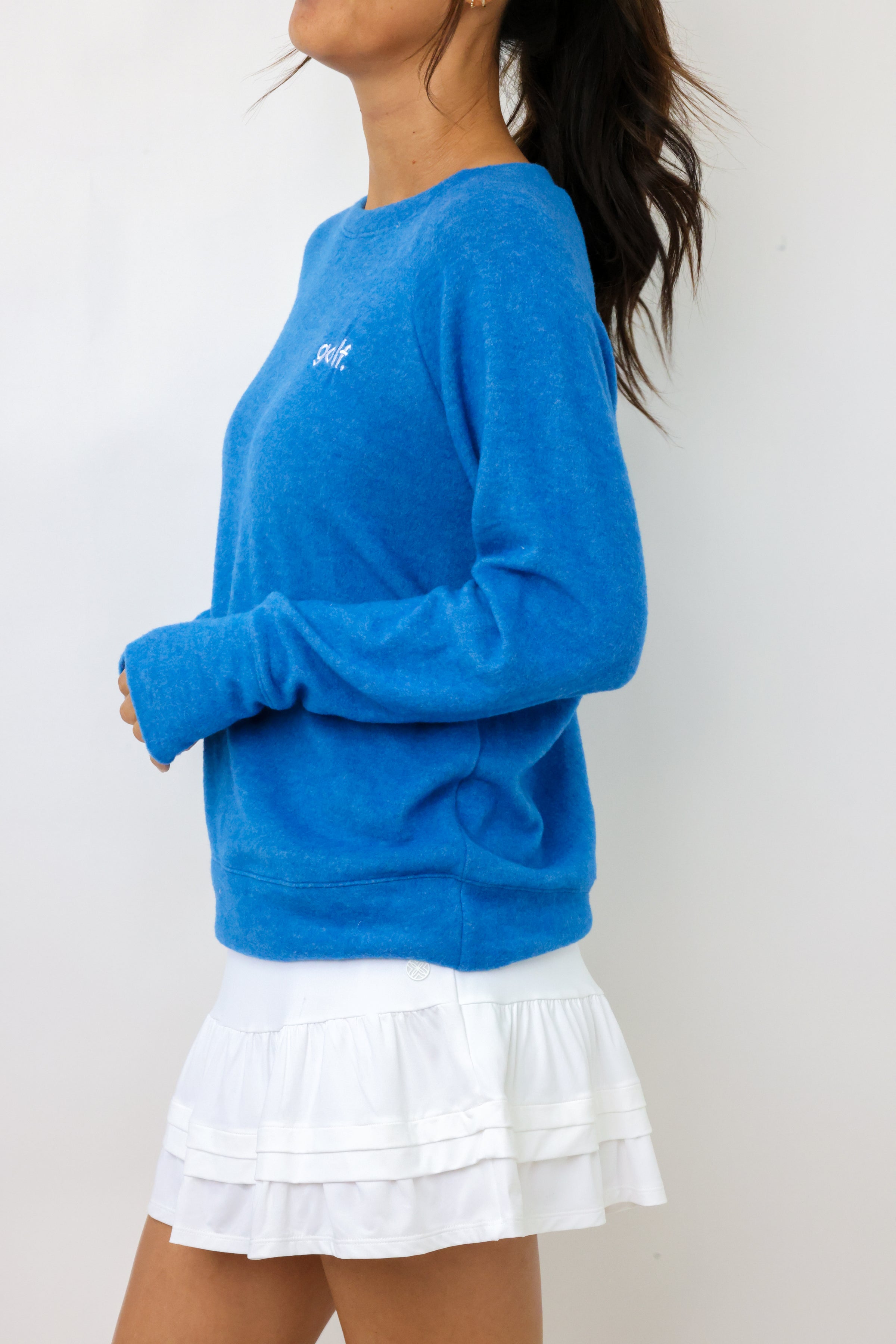 Embroidered Golf Lightweight Brushed Fleece Pullover Sweater