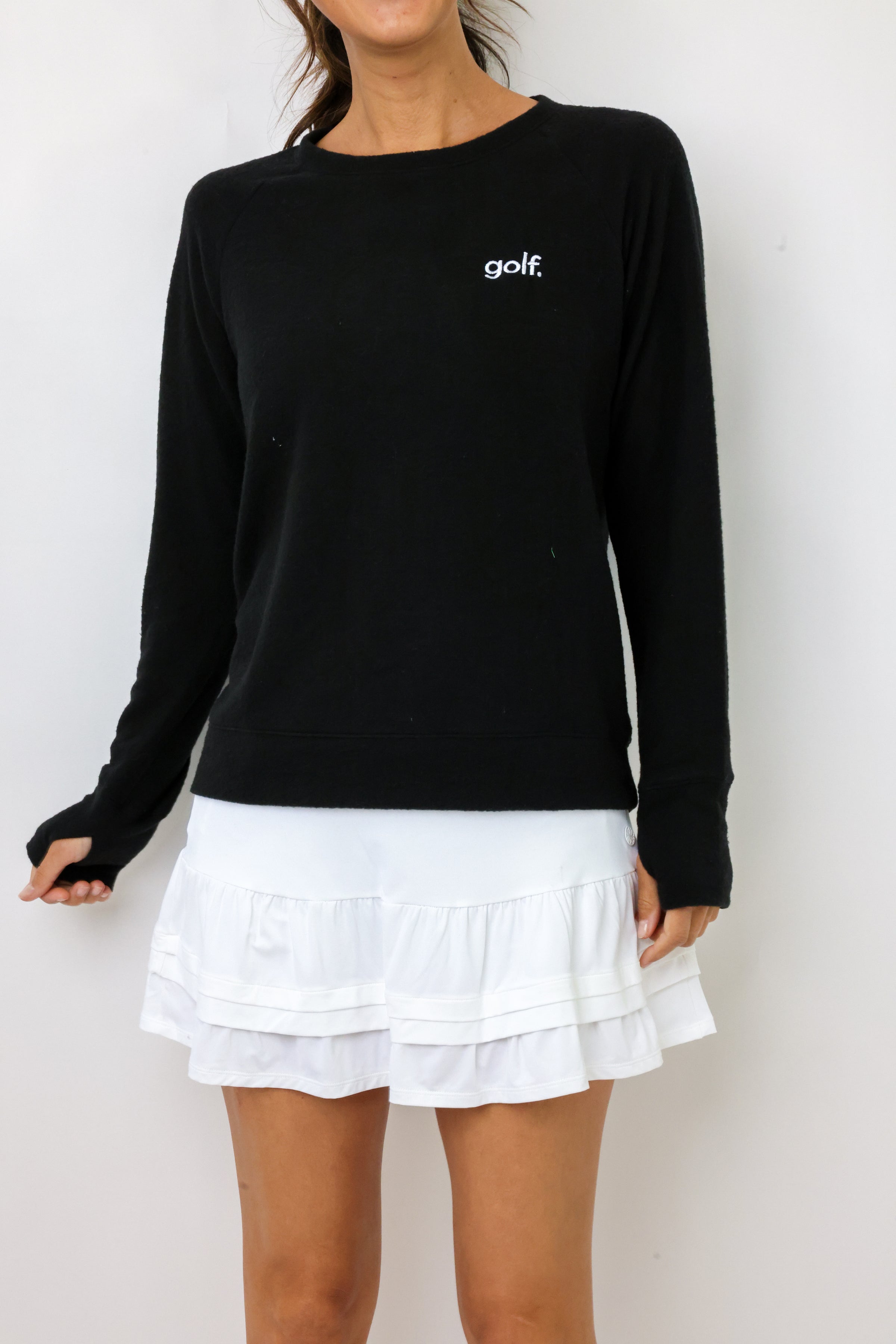 Embroidered Golf Lightweight Brushed Fleece Pullover Sweater