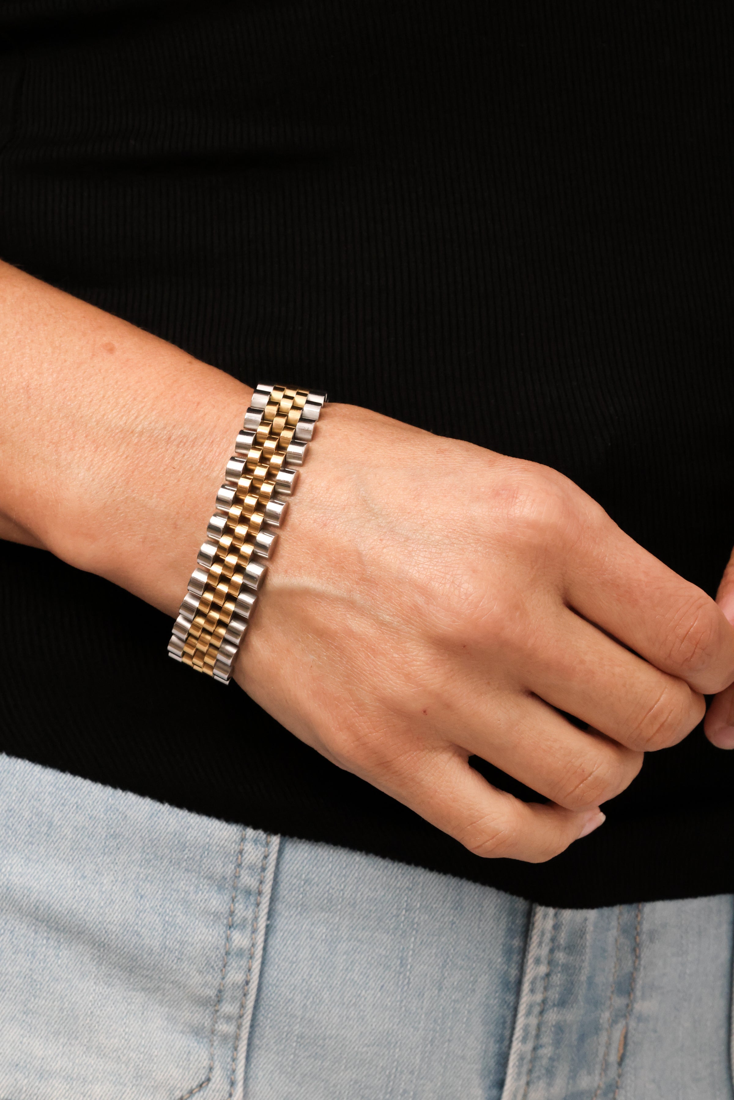 Wide Watch Link Bracelet