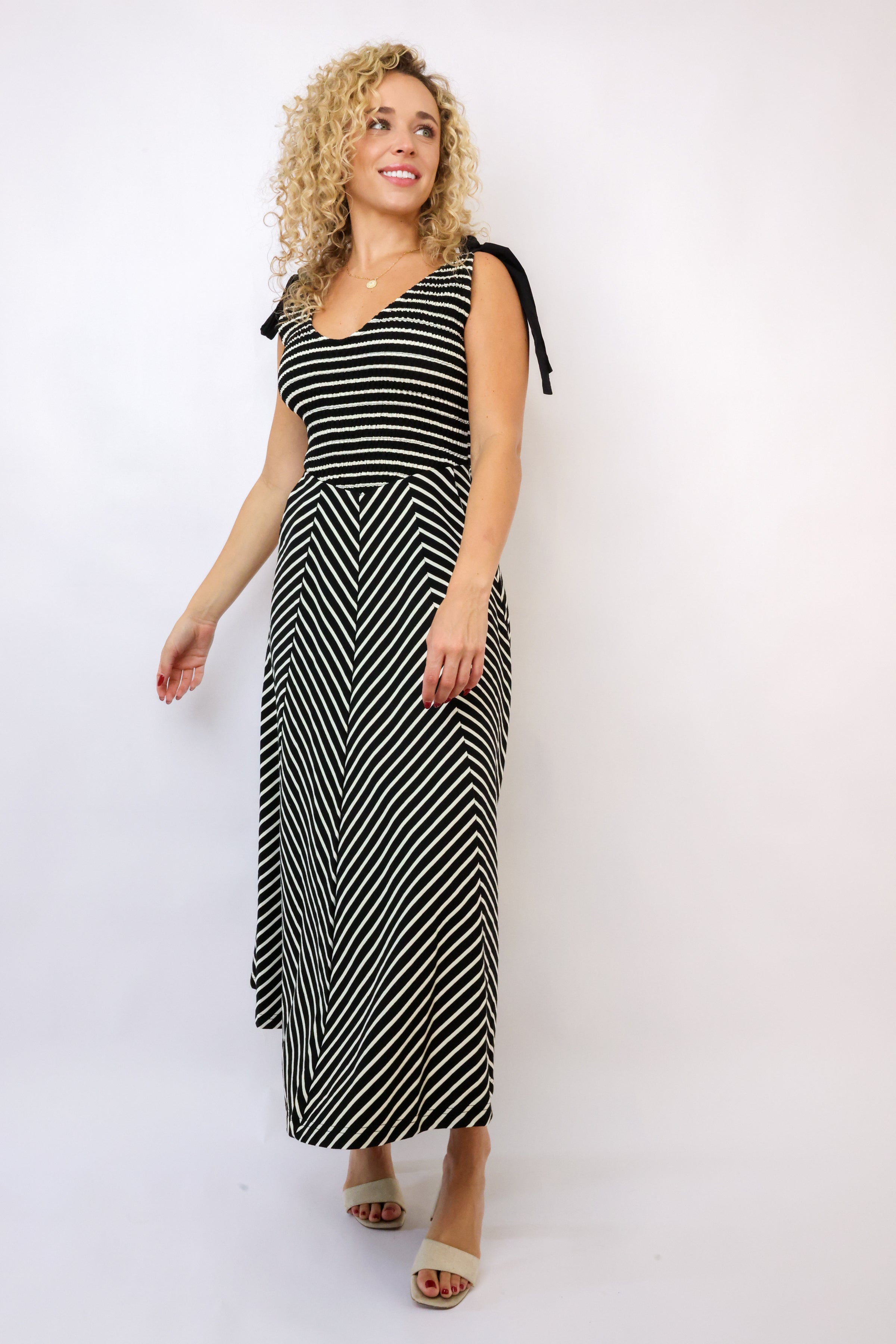 Striped Knit Contrast Dress