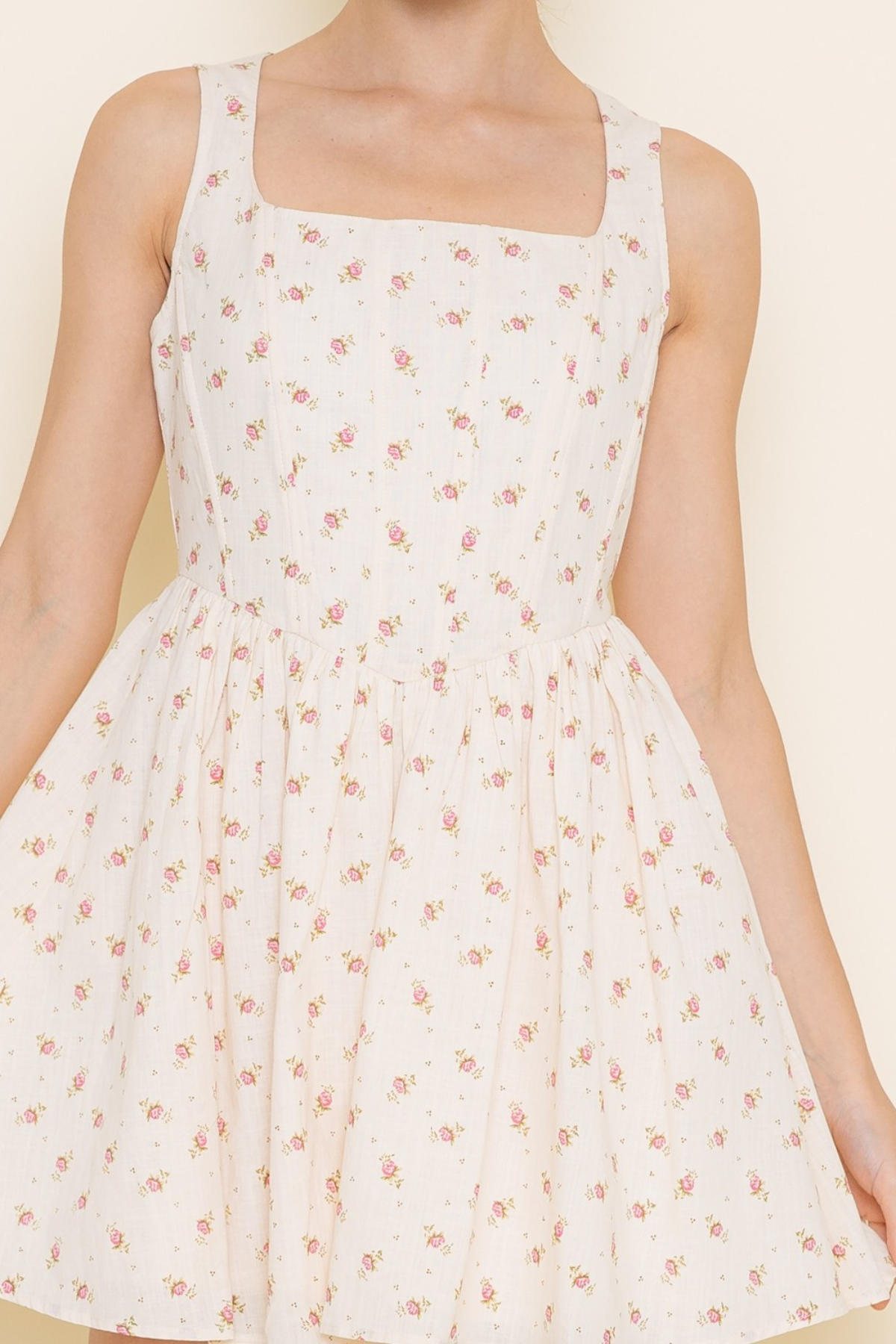 Square Neckline Boning Mini Dress