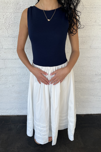 Sleeveless Top Mix Media Midi Dress