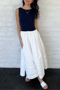 Sleeveless Top Mix Media Midi Dress