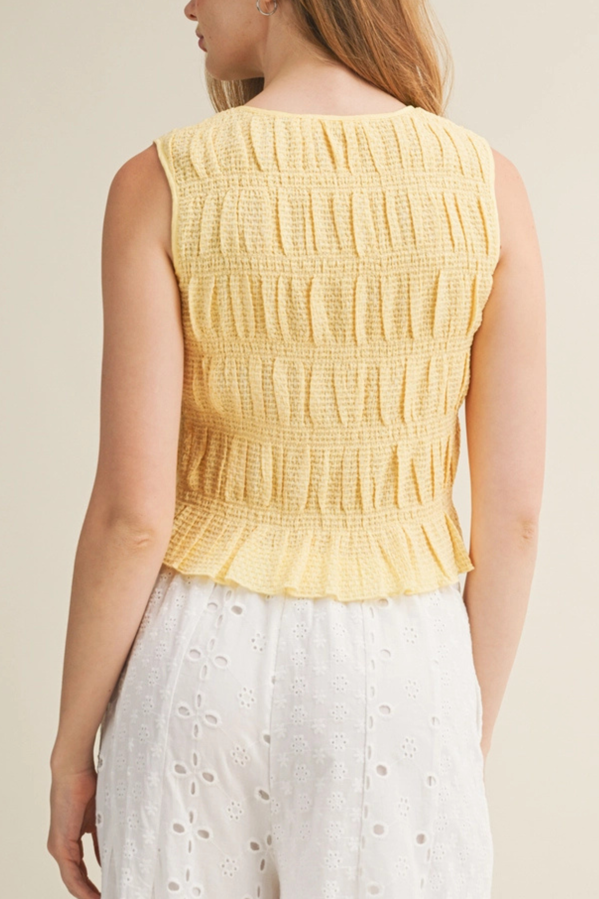 Smocked Sleeveless Top