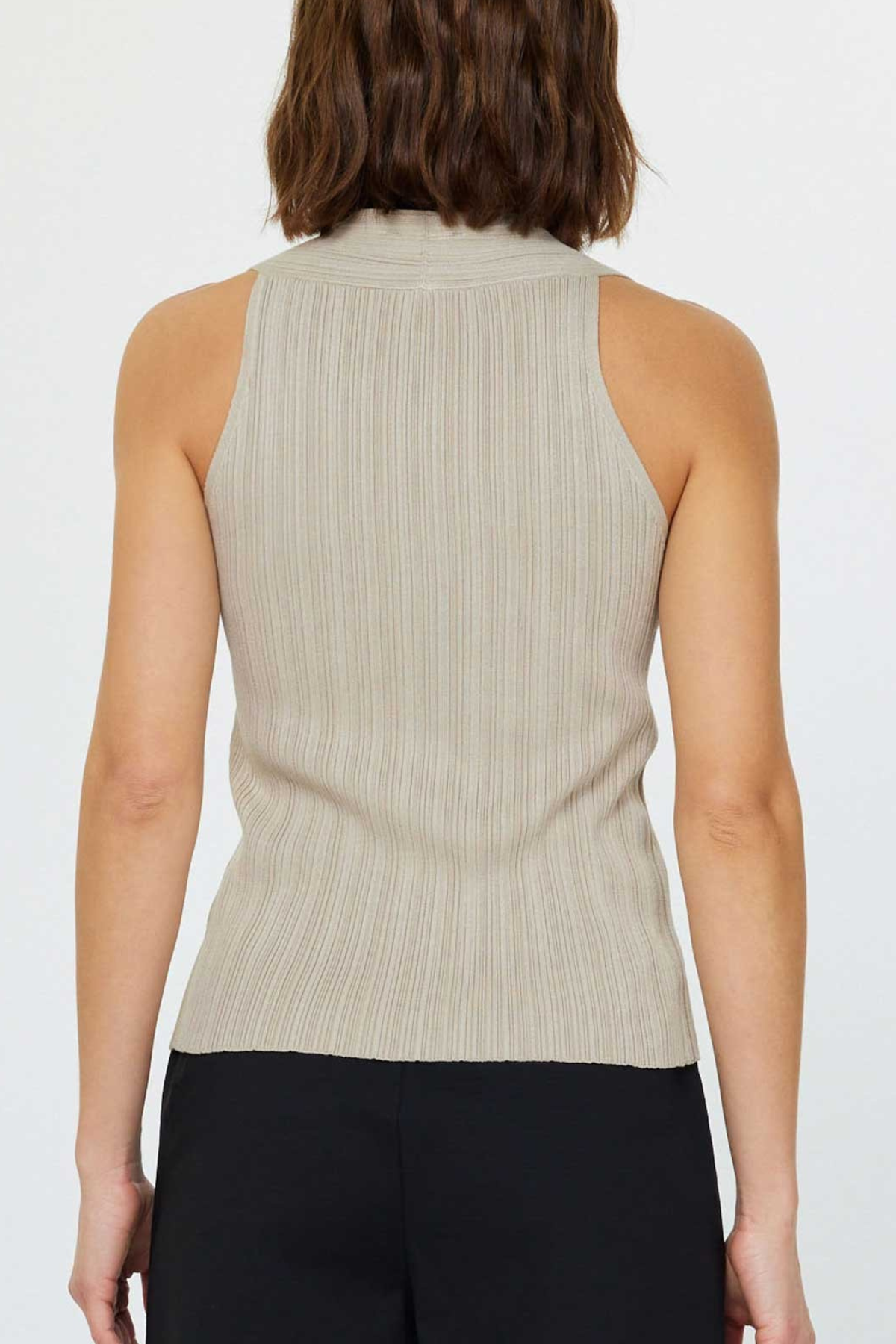 Pleated Sleeveless Sweater Top
