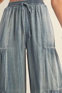 Ruffled Side Wide Pants