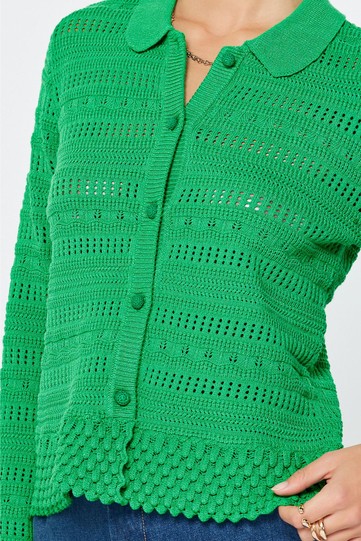 Open Knit Long Sleeve Cardigan