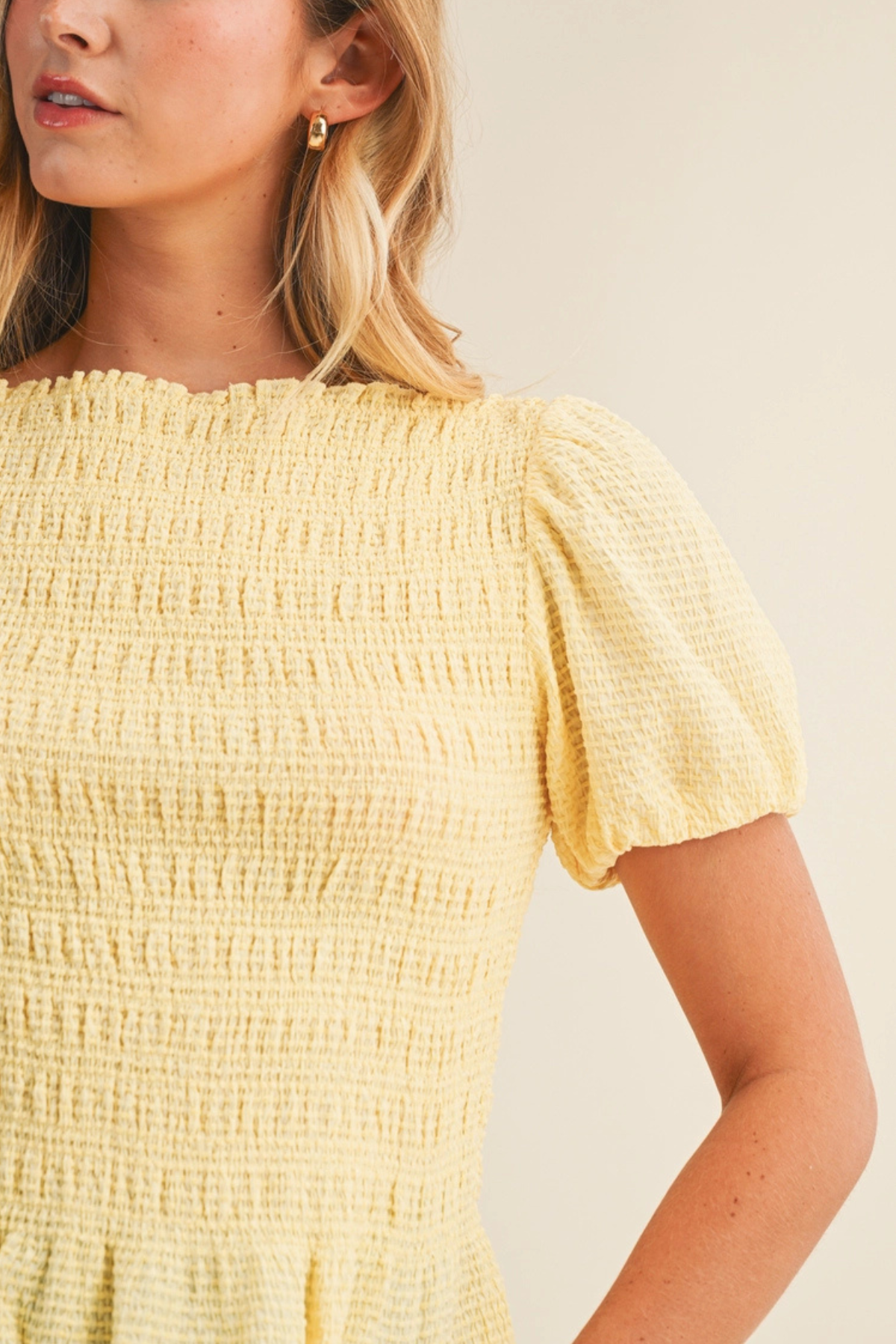 Smocked Puff Sleeve Top