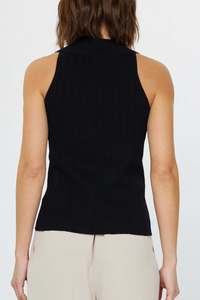 Pleated Sleeveless Sweater Top