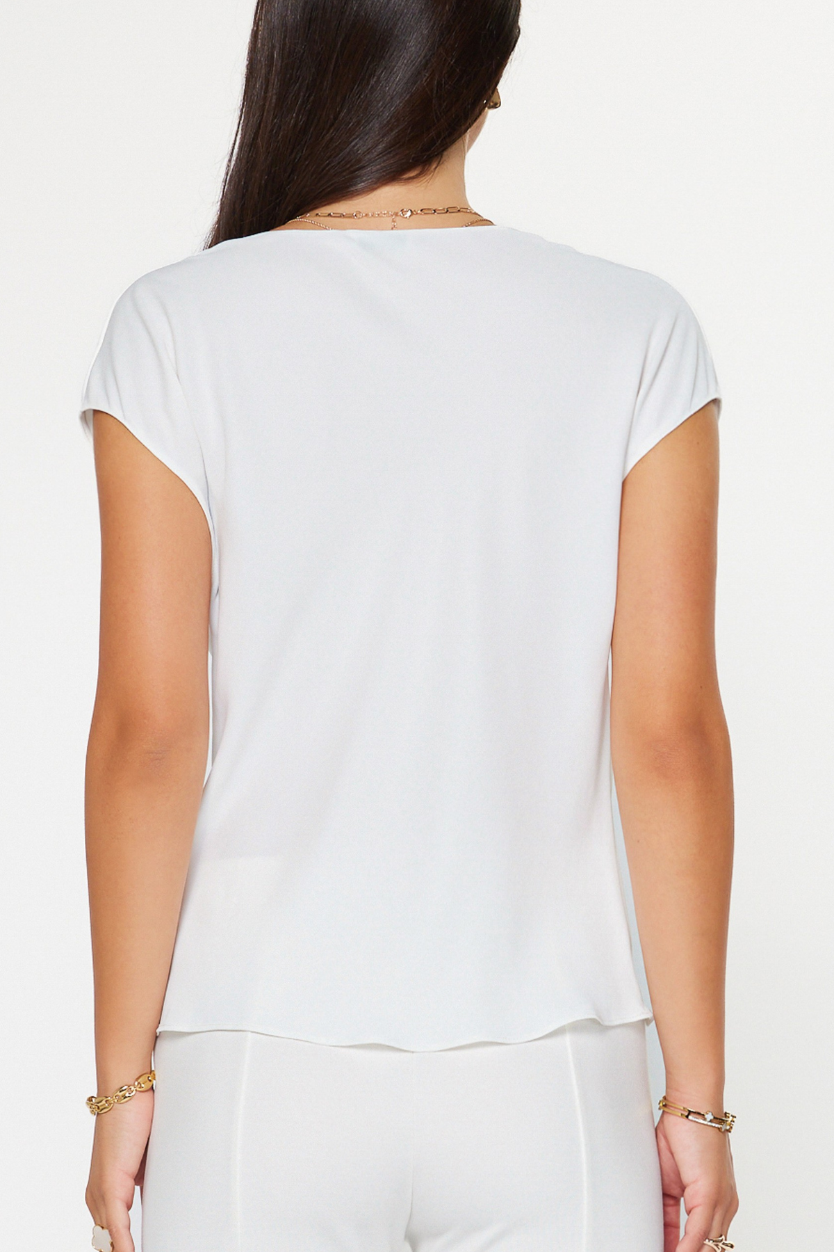 Drape Cowl Neck Cap Sleeve Top