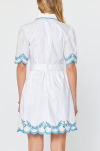 Embroidered Button Down Mini Dress