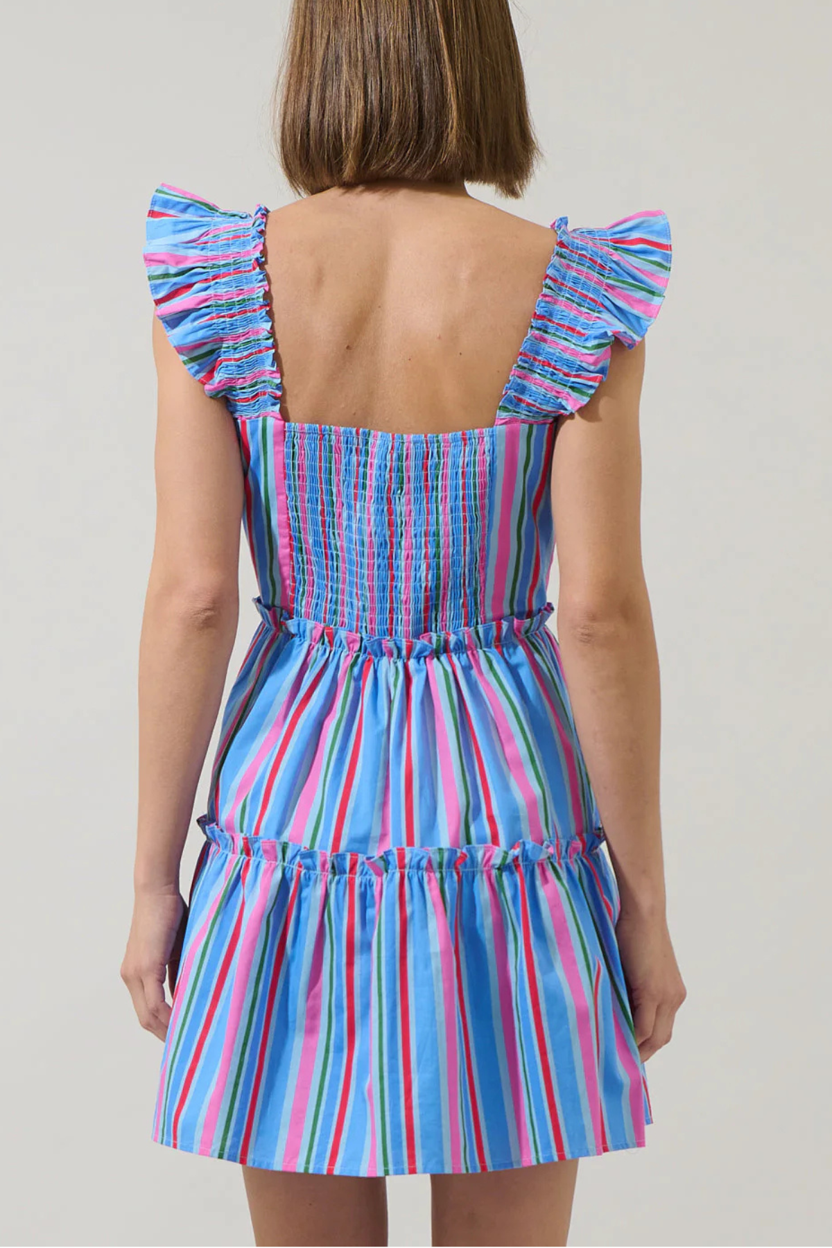 Jaimie Stripes Ruffle Tiered Mini Dress