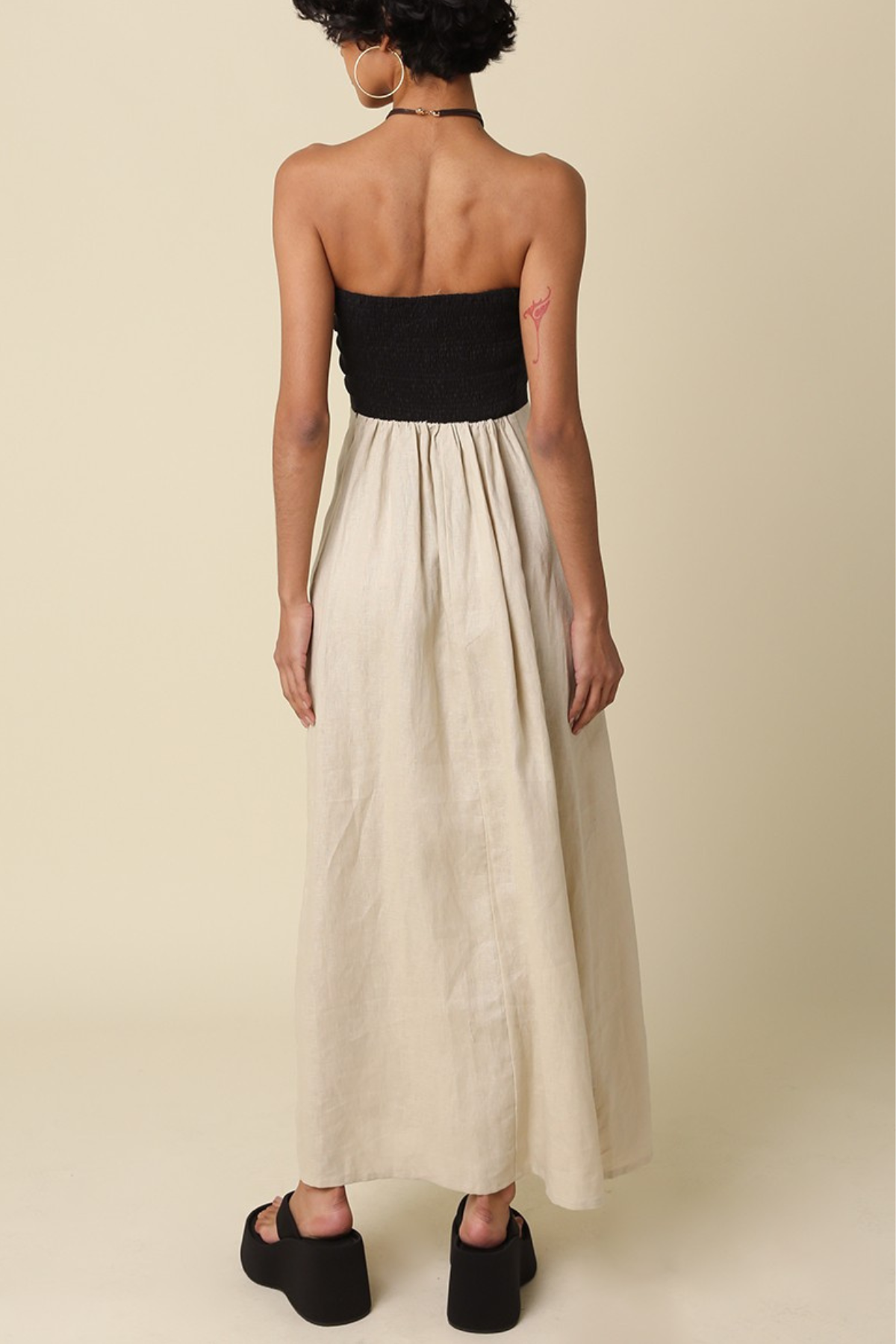 Mei Contrast Strapless Linen Maxi Dress