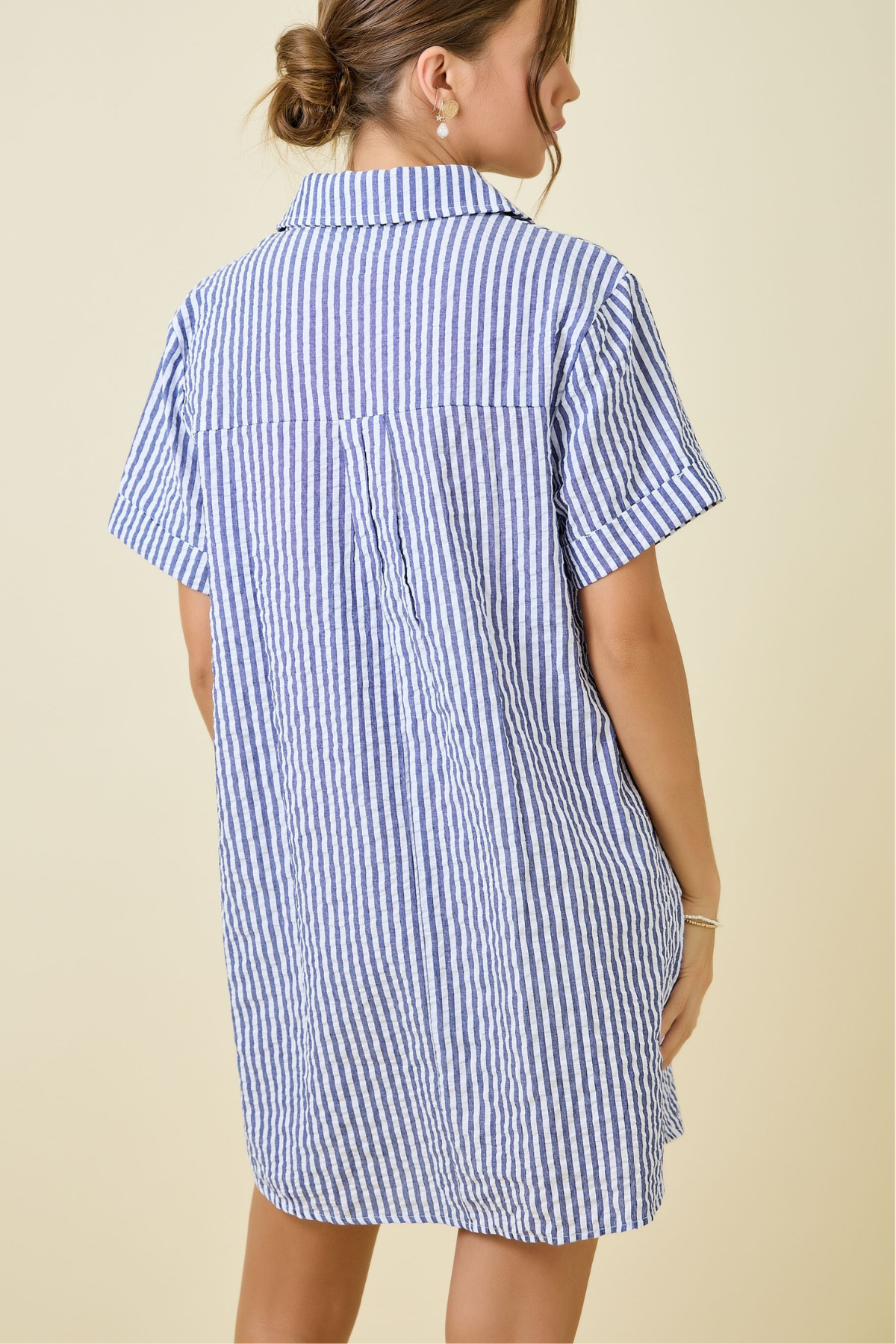 Striped Seersucker Easy Shirt Dress