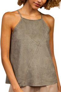 Round Neck Faux Suede Tank Top