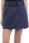 Faux Suede Mini Belted Skirt