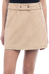 Faux Suede Mini Belted Skirt
