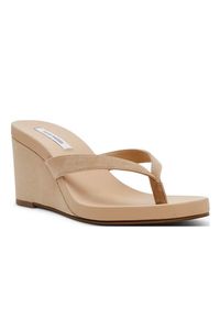 Suede Wedge Thong Sandal