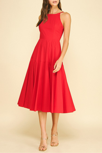 Halter Neck A-line Midi Dress