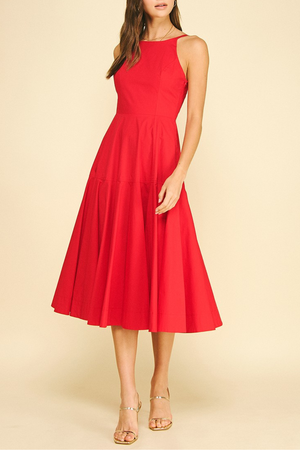 Halter Neck A-line Midi Dress