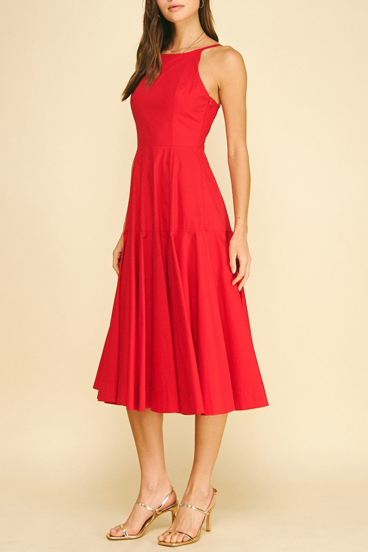 Halter Neck A-line Midi Dress