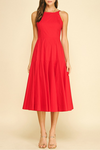 Halter Neck A-line Midi Dress