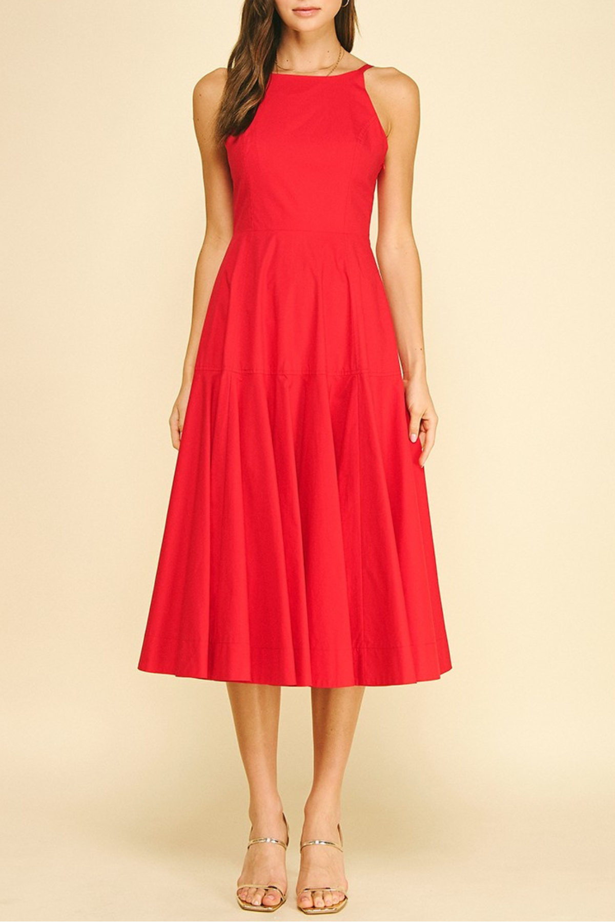 Halter Neck A-line Midi Dress