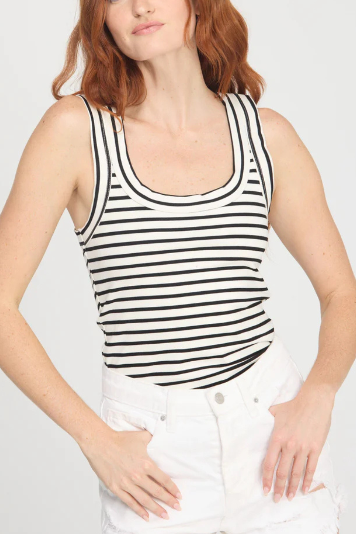 Anouk Scoop Neck Striped Tank