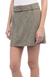 Faux Suede Mini Belted Skirt