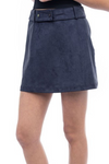 Faux Suede Mini Belted Skirt