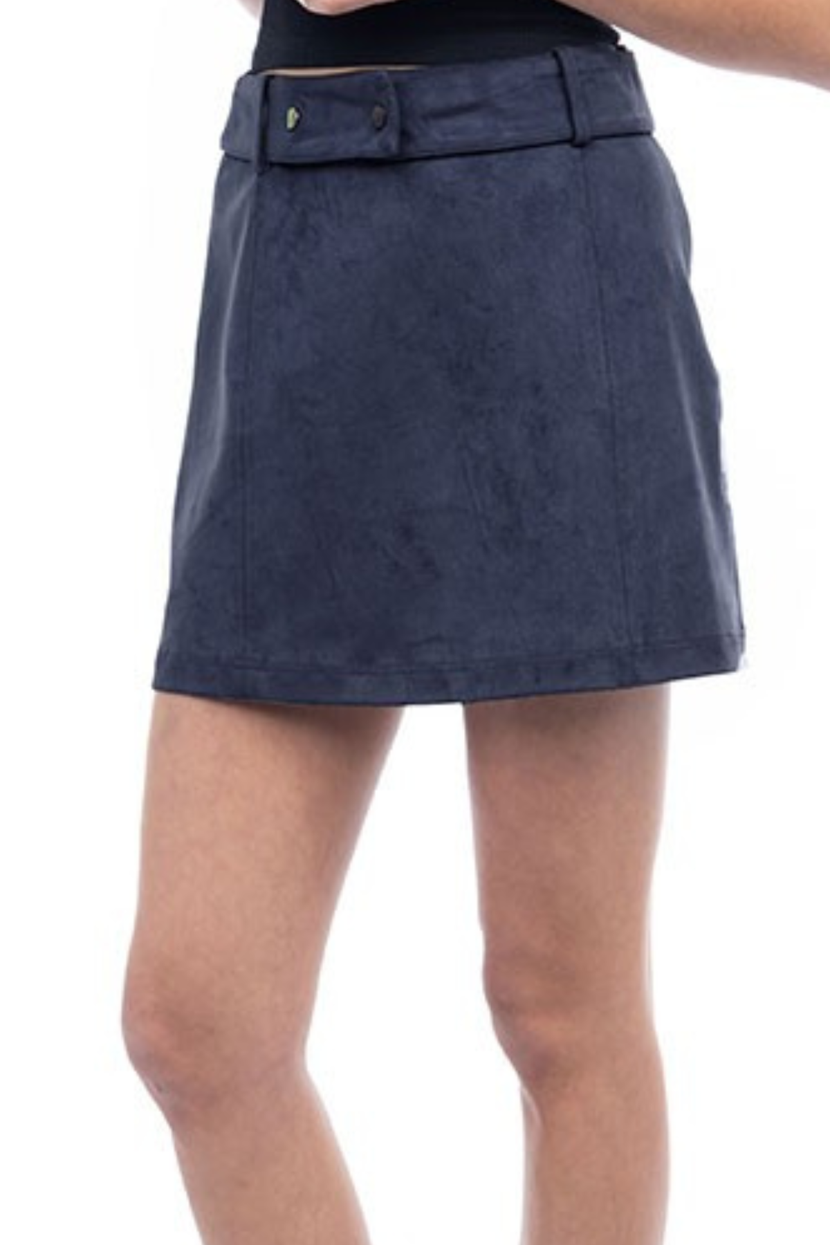 Faux Suede Mini Belted Skirt