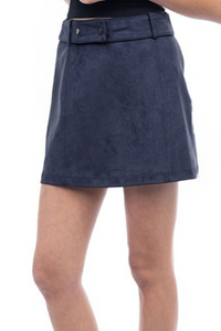 Faux Suede Mini Belted Skirt
