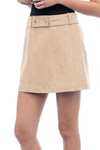 Faux Suede Mini Belted Skirt