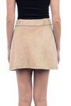 Faux Suede Mini Belted Skirt