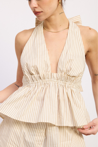 Halter Neck Top With Ruffle Detail