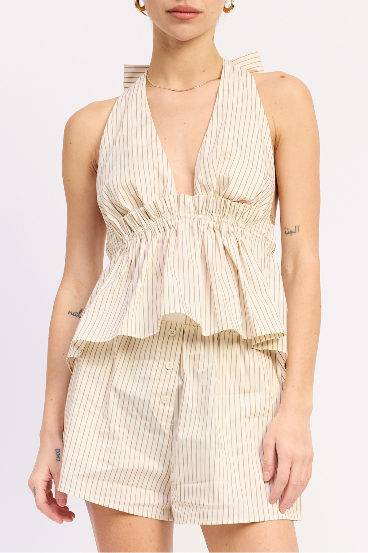 Halter Neck Top With Ruffle Detail