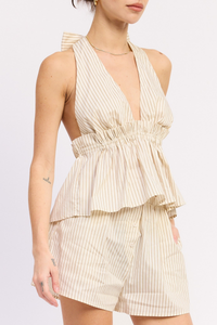 Halter Neck Top With Ruffle Detail