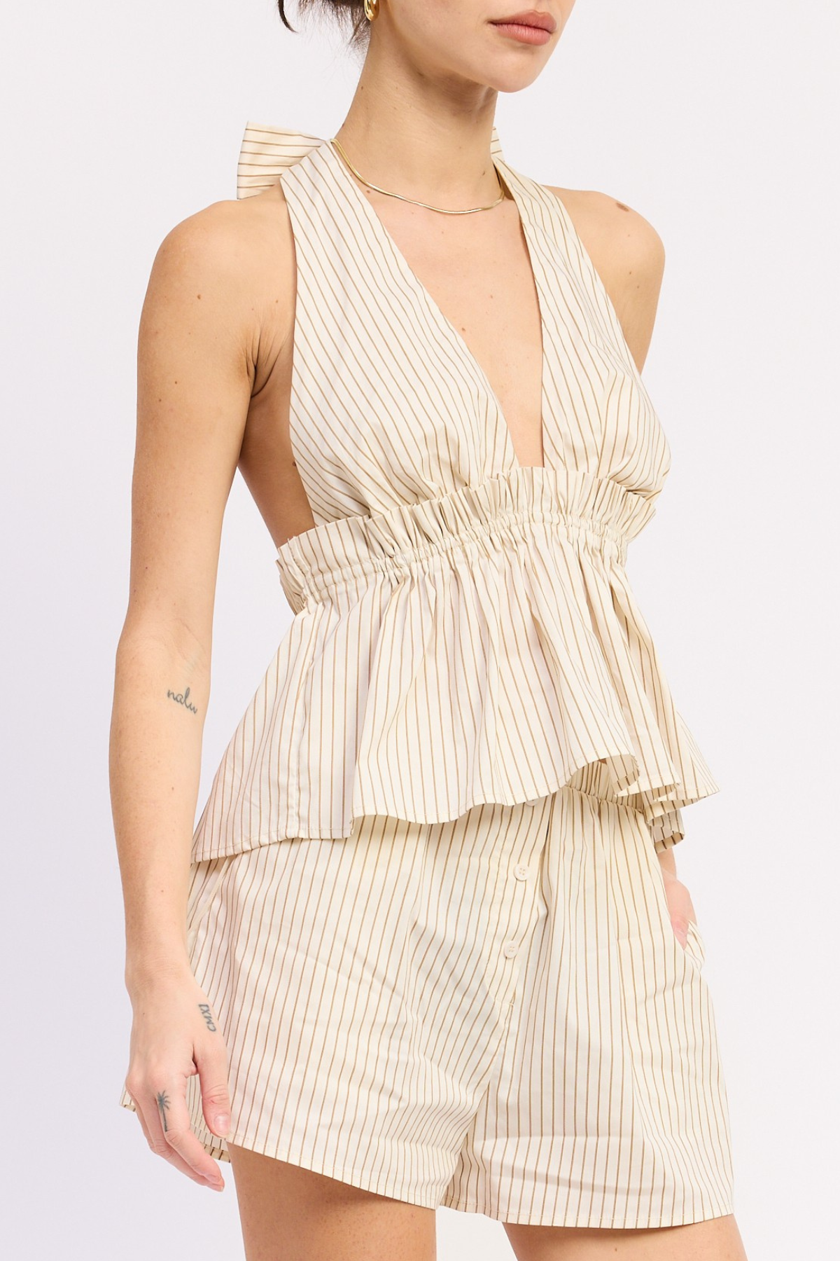 Halter Neck Top With Ruffle Detail