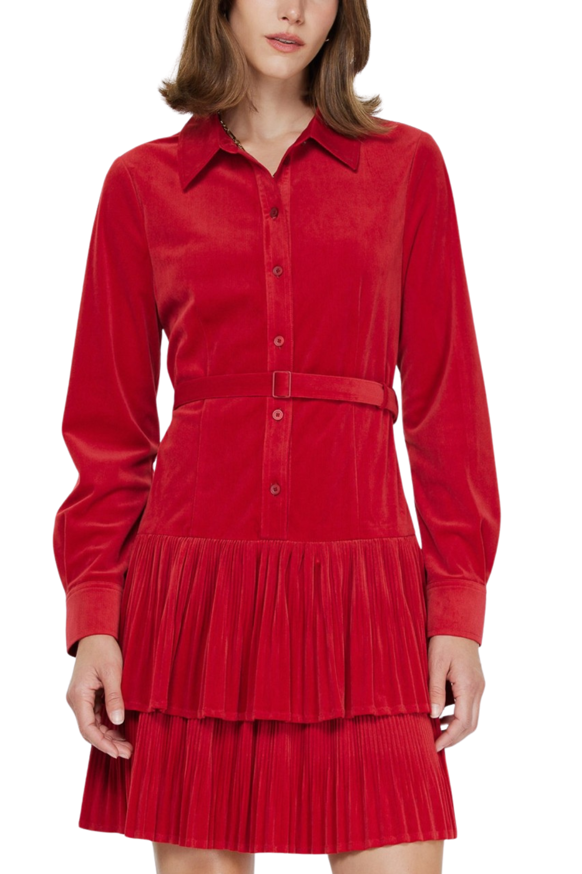 Pleated Tiered Mini Dress