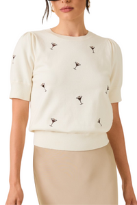 Espresso Martini Embroidered Knit Top