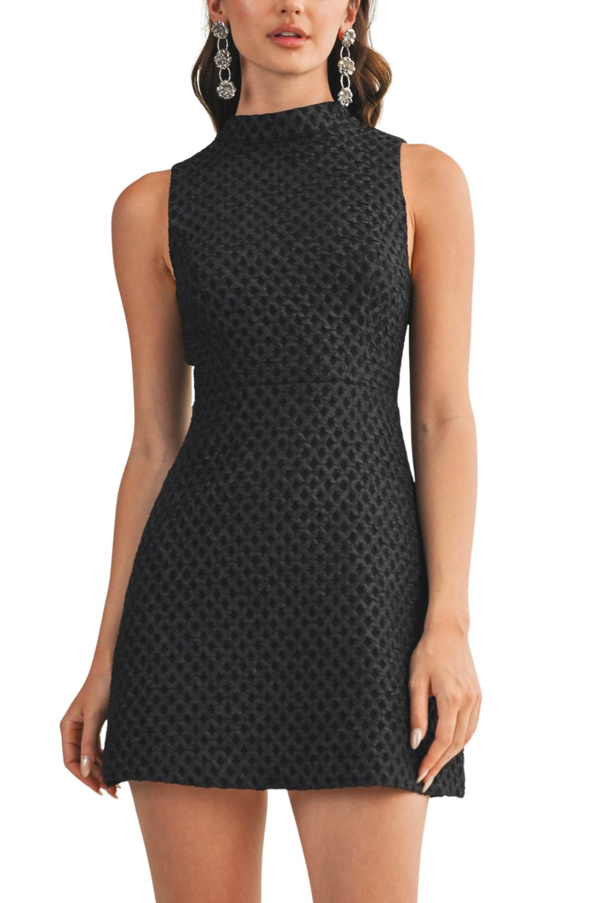 Mock Neck Sleeveless Dress