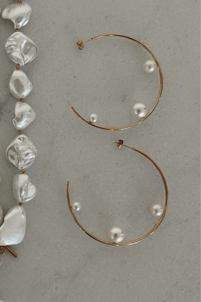 Large Pearl Hoops