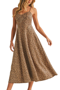 Leopard Suede Midi Dress