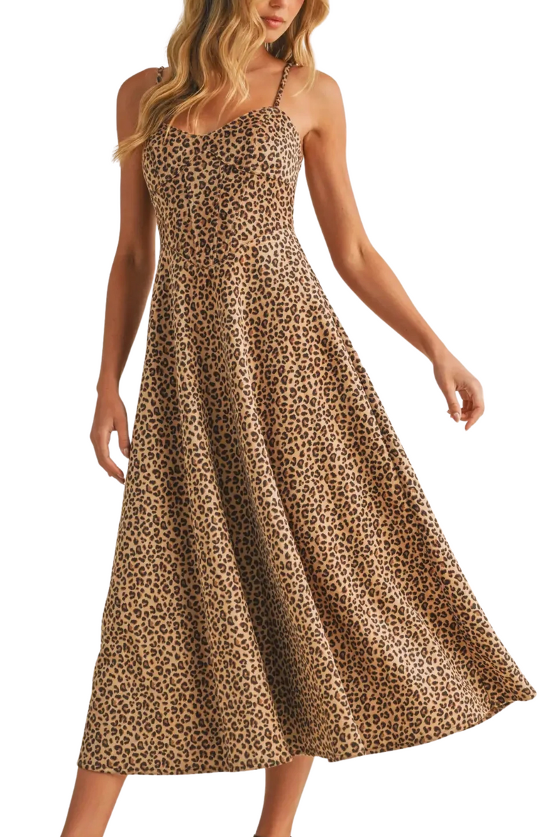 Leopard Suede Midi Dress