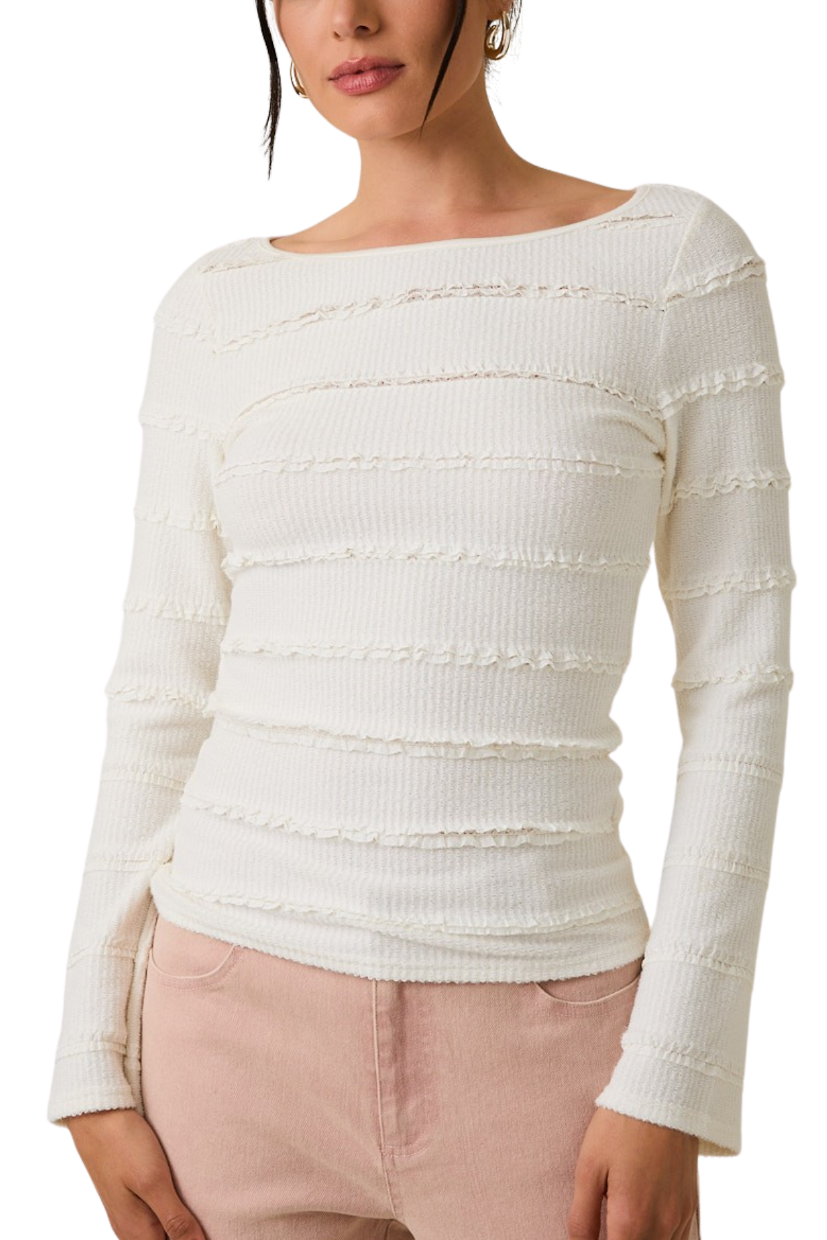 Boat Neck Long Sleeve Top