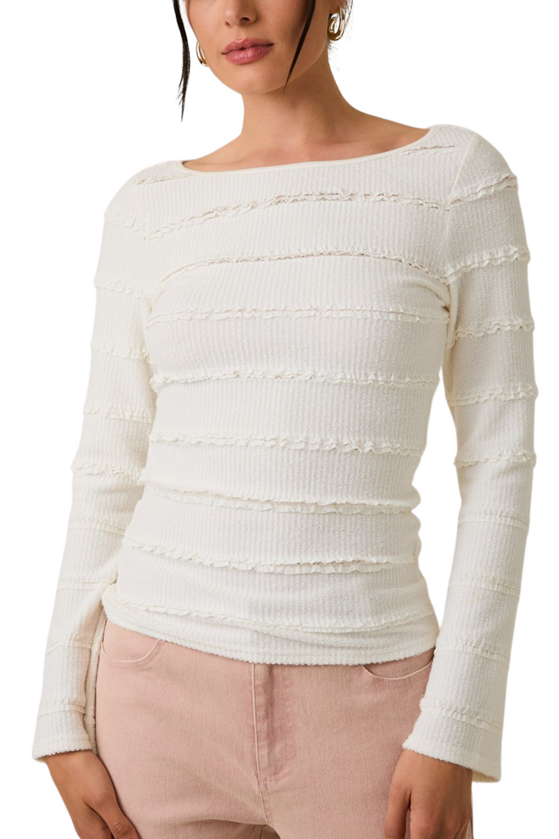 Boat Neck Long Sleeve Top